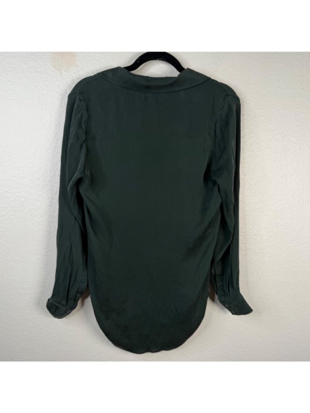Quince Women's Forest Green Sz S Washable Stretch Silk Notch Collar Quiet Luxury - Picture 2 of 11